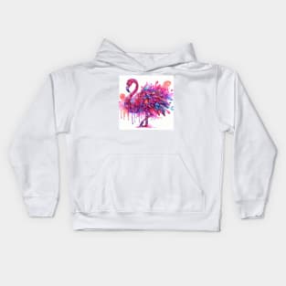 Abstract painting of a pink flamingo Kids Hoodie